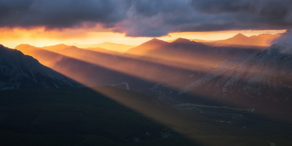 colour & light stream into the front ranges of the Canadian Rockies